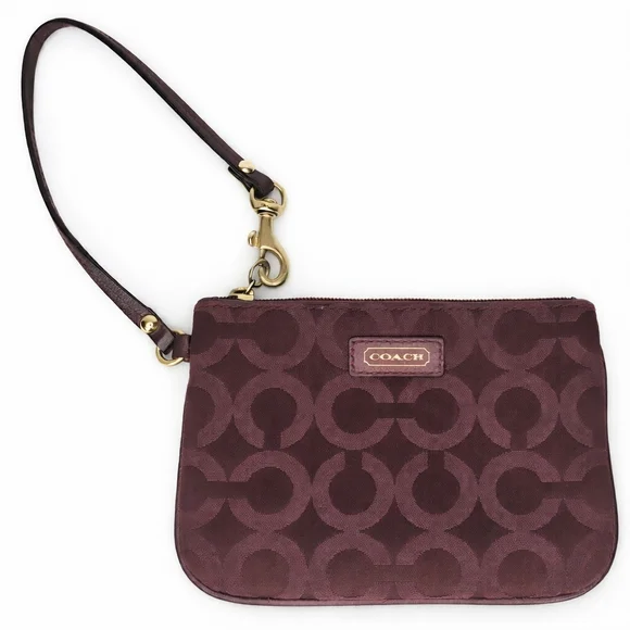 Coach wristlet, Coach signature wristlet,burgundy Coach wallet, plum Coach pouch - Picture 2 of 7